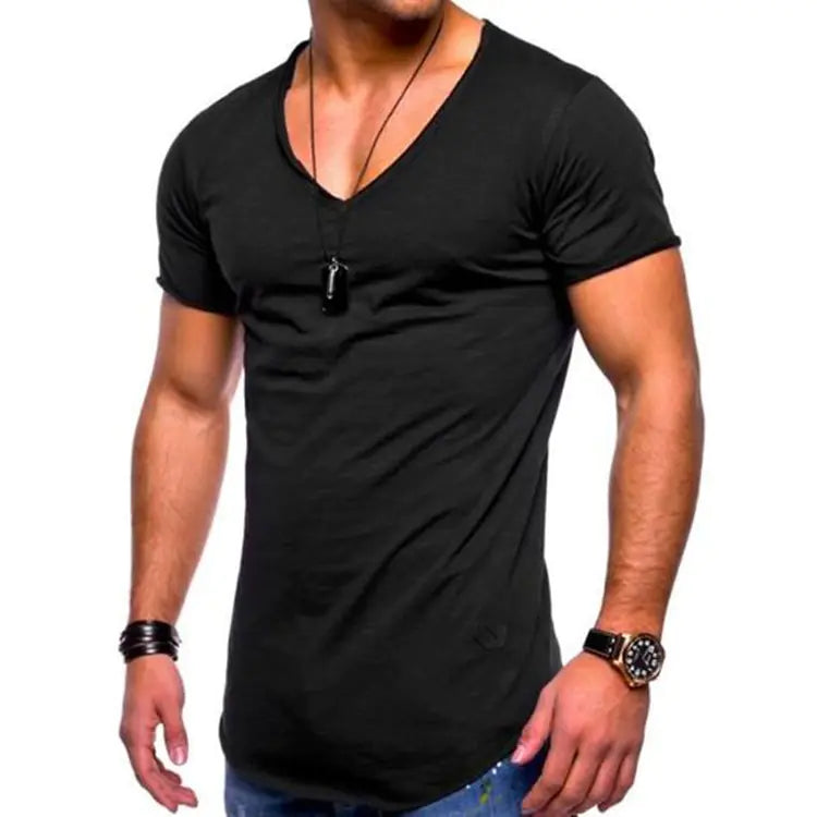 Men's Cotton V-Neck Long Sleeve T-Shirt (M-3XL)