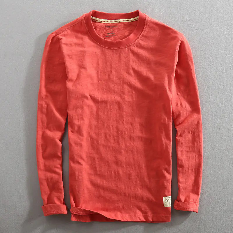 Men's Long Sleeve Bamboo Cotton T-Shirt - Casual Style