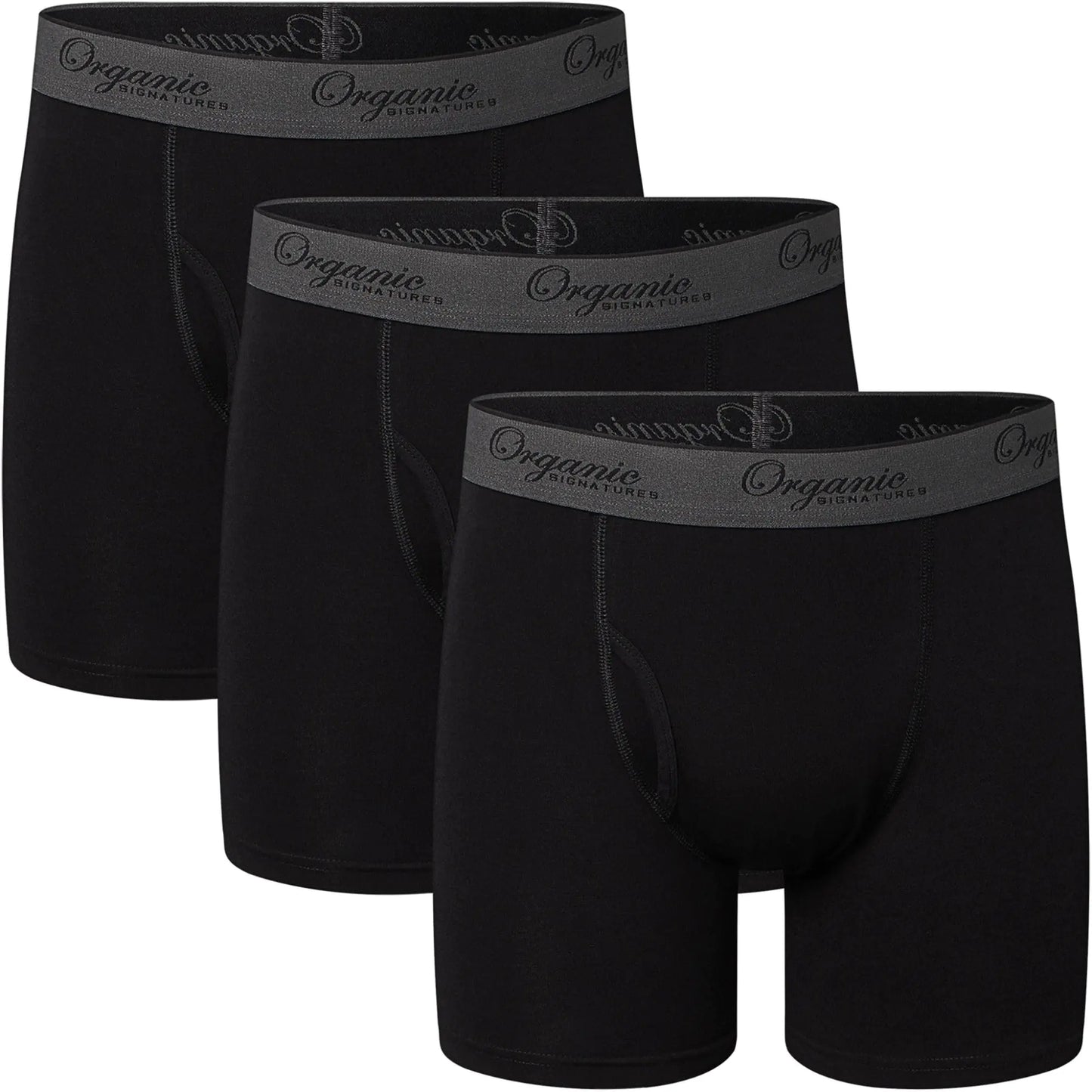 Organic Signatures Mens Underwear Boxer Briefs Cool Soft Stretchy Ethical 3 Pack (XX-Large Black)