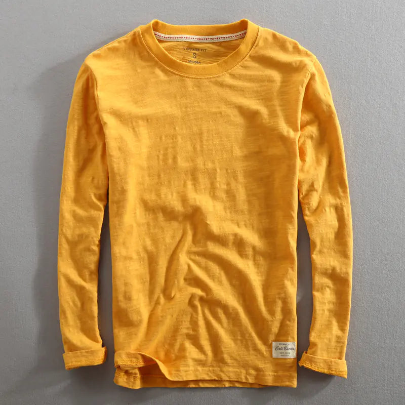 Men's Long Sleeve Bamboo Cotton T-Shirt - Casual Style