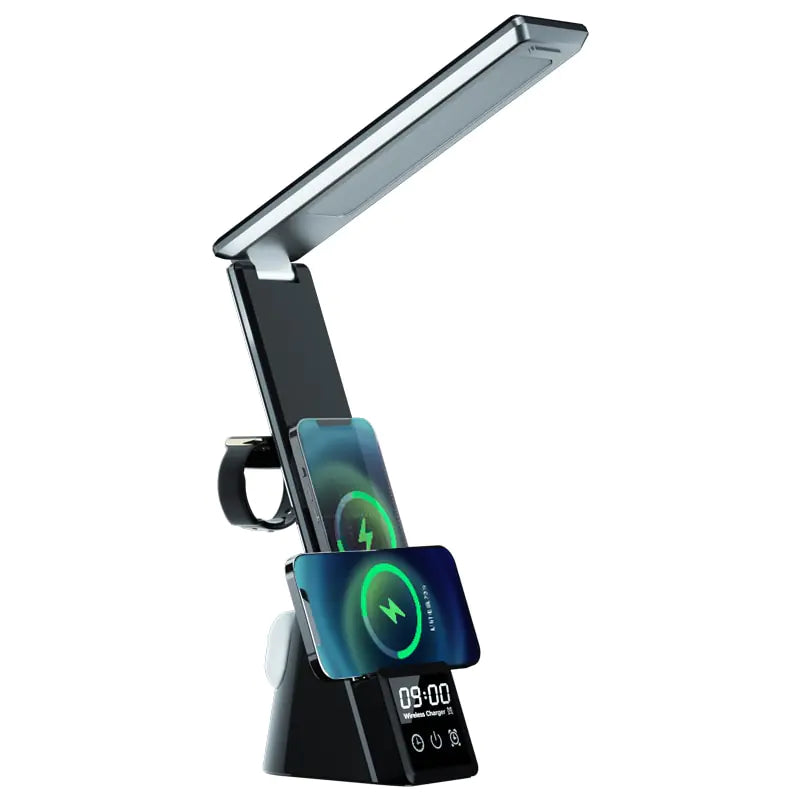 3 in 1 QI Wireless Charger LED Desk Lamp With Alarm.