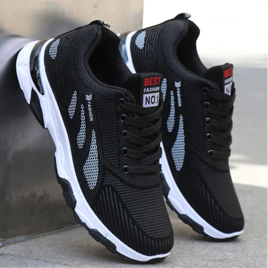 Korean Trendy Breathable Leather Men's Running Shoes
