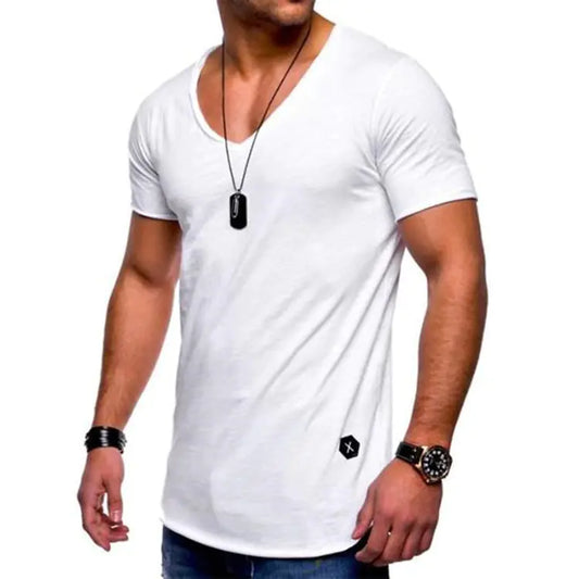 Men's Cotton V-Neck Long Sleeve T-Shirt (M-3XL)