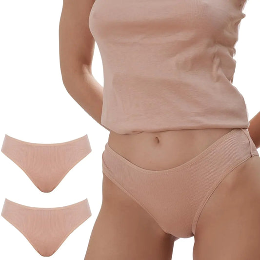 ORGANICKID Womens Organic Cotton Underwear Full Briefs Soft Breathable GOTs Certified Ladies Panties pack of 2 Nude